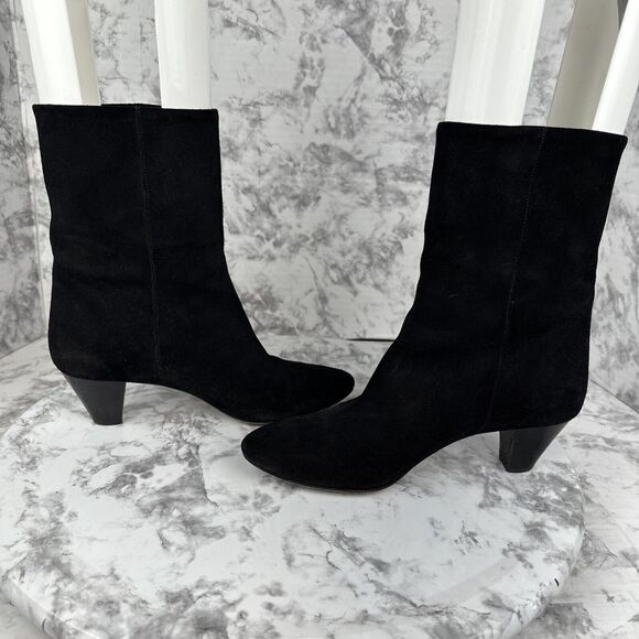 Isabel Marant Womans Dyna Ankle Boots Size 37/US 7 Black Velvet Calfskin Suede - Picture 6 of 8